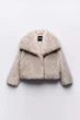 Женская эко шуба Zara короткая из искусственного меха укороченная бежевый S - изображение 1