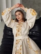 Святкова вишита сукня бежева "Цейлон" лляна довга сукня вишиванка квіткова з золотим орнаментом 12511-42 (S) - зображення 5