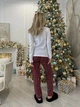 Женские пижамные домашние штаны COSY манжет фланель клетка L красно/синие F20P - изображение 5