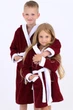 Махровый детский халат IDEAL TEXTILE с капюшоном, 380 г/м2, бордовый +белый на 3 года. 98 - 110 см - изображение 2
