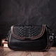 Стильная сумка для женщин с фактурным клапаном из натуральной кожи Vintage 22374 Черная - изображение 6