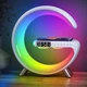 Настольная смарт лампа ночник часы G-Smart RGB G 1166 15W Light Sound Machine с беспроводной зарядкой и Bluetooth колонка Белая - изображение 3
