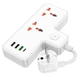 Сетевой удлинитель фильтр HOCO Reise 2-position expansion socket AC12A |3USB/Type-C, PD/QC, 30W/10A| Белый - изображение 4