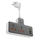 Сетевой удлинитель фильтр HOCO Reise 2-position expansion socket AC12A |3USB/Type-C, PD/QC, 30W/10A| Черный - изображение 3
