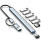 Портативный USB Type-C HUB с переходником на USB-A / концентратор UH04-D, хаб 7в1: 6 x USB 2.0, 1 x USB 3.0, Gray - изображение 2