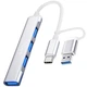 Портативный Type-C HUB с адаптером для USB / концентратор UH05-D, хаб 4в1: 3 x USB 2.0, 1 x USB 3.0, Silver - изображение 1