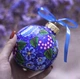 Новогоднее Украшение Новогодний Синий шар с Петриковской росписью и птицей UAMAZE 10см - изображение 4