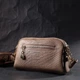 Женская сумка на два отделения из натуральной кожи Vintage 22356 Бежевая - изображение 8