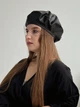 Берет шкіряний з вуаллю D.Hats чорного кольору - зображення 1