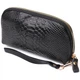 Фактурная женская барсетка из натуральной кожи с тиснением под змею VINTAGE Leather Bag 22272 Черный - изображение 1