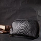 Фактурная женская барсетка из натуральной кожи с тиснением под змею VINTAGE Leather Bag 22272 Черный - изображение 6