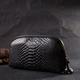 Фактурная женская барсетка из натуральной кожи с тиснением под змею VINTAGE Leather Bag 22272 Черный - изображение 7