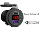 Металлический корпус врезная USB зарядка QC 3.0+PD Type-C 20W с вольтметром кнопкой в прикуриватель - изображение 3