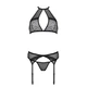 Комплект білизни Passion SATARA SET XXL/XXXL black, топ, пояс для панчіх, стрінги - изображение 3