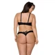 Комплект з екошкіри Passion CELINE BIKINI 4XL/5XL black, відкритий бра, стрінги зі шнурівкою - изображение 2