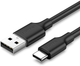 Кабель Ugreen US287 USB 2.0 to USB Type-C Cable Nickel Plating 3 А 3 м Black (6957303868261) - зображення 1