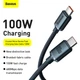 Кабель Baseus Type-C to Type-C Crystal Shine Series Fast Charging Data Cable |2m, 100W| чорний - зображення 10