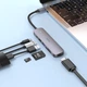 Багатофункціональний перехідник Hoco HB28 Multi-function 6in1 (Type-C to HDTV+USB3.0+USB2.0+SD+TF+PD) Metal gray - зображення 5
