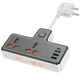 Сітковий фільтр Hoco AC12A 2x220V+3USB/Type-C, PD/QC, 30W/10A розгалужувач трійник електричний з вимикачем та заземленням швидка зарядка Чорний-Білий - зображення 1