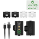 Аккумуляторная батарея DOBE 1400 mAh (2шт) для геймпада Microsoft Wireless Controller консоли Xbox Series S | X, Xbox One / X / S / Elite / две белые, две черные крышки / зарядный кабель Type-C / LED индикатор статуса зарядки - изображение 1