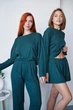 Женский домашний комплект тройка кофта, шорты и брюки Carmen S-M зеленый - изображение 5