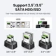 Док-станція UGREEN CM198 для жорстких дисків SATA SSD HDD 2.5" 3.5" подвійна 5 Gbps до 40 ТБ Black (50857) - зображення 6