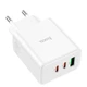 Мережевий зарядний пристрій (МЗП) Hoco C126A PD40W+QC3.0 (1USB/2Type-C) White - изображение 4