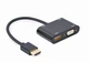 Адаптер Cablexpert HDMI - HDMI/VGA+Аудио 3.5 мм, M/F, 0.15 м, черный (A-HDMIM-HDMIFVGAF-01) коробка - изображение 1