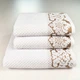 Набор махровых полотенец 3шт 50x90см, 50x90см, 70x140см Damask Премиум качества Жаккардовое с велюром 550г/м2 (Белый) - изображение 1
