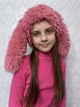 Пушистая шапка с ушками кролика Малиновый 54-57р (1278) - изображение 3