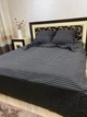 Постельное белье бязь Soft двуспальное 180х220 см полоска серо-чорная - изображение 1