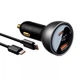 Автомобільний зарядний пристрій Baseus Digital Display 140W USB + Type-C + Кабель Type-C to Type-C 240W 1м для Macbook/iPad/Dell/Lenovo/HP Black - зображення 1