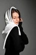 Шарф треугольник на кольцах черно-белый двухсторонний от бренд MyScarf - изображение 4
