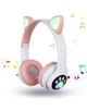 Наушники беспроводные Cat Ear VZV-24M Bluetooth с разноцветной LED подсветкой и кошачьими ушками Розовые - изображение 1