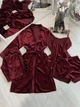 Пижама женская четверка халат майка шорты брюки Tina Collection L бордо - изображение 1