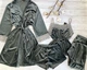 Пижама женская четверка халат майка шорты брюки Tina Collection L серый - изображение 10