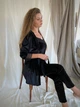 Пижама женская четверка халат майка шорты брюки Tina Collection M черный - изображение 2