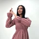 Женское модное вельветовое платье с завышенной талией GF08574 цвет пудровый, размер 46/48 - изображение 4
