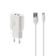 Мережевий зарядний пристрій Remax RP-U22m 2.4A 2 USB плюс кабель microUSB 220V EU білий - зображення 1