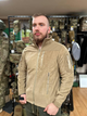 Мужская флисовая демисезонная кофта Safari Tactical на молнии с Softshell вставками Песочный М Kali AI461 высокий воротник - стойка велкро для шевронов - изображение 2