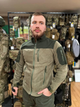 Чоловіча флісова демісезонна кофта Safari Tactical на блискавці з Softshell вставками Хакі L Kali AI466 високий воріт - стійка липучки для шевронів - зображення 2