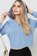 Кофта женская на молнии с капюшоном, цвет голубой, 244R008, S-L - изображение 6