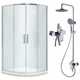 Комплект: Душова кабіна DUSEL A511 90х90 Chrome, скло прозоре+ Душова система зі змішувачем DUSEL DALLAS Chrome - зображення 1