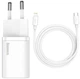 Мережевий зарядний пристрій Super Silicone PD Charger 20W (Type-C) блок живлення+кабель Lightning білий, Baseus (TZCCSUP-B02) - зображення 1
