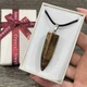 Натуральный камень Тигровый глаз коричневый Кулон в форме пули на шнурке экошелк черный упакован в коробочку (15829) - изображение 2