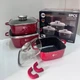 Набор квадратных кастрюль с гранитным покрытием на 8 предметов Higher Kitchen НК-302 Красный - изображение 1