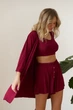 Піжама жіноча трійка халат топ шорти Merlin Collection L-XL бордо - зображення 1