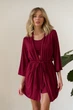 Піжама жіноча трійка халат топ шорти Merlin Collection L-XL бордо - зображення 10
