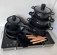 Набір посуду Higher Kitchen НК-316 Алюміній із гранітним покриттям 17 предметів Чорний - зображення 3