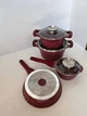 Набор посуды Higer Kitchen НК-315 Алюминий с гранитным покрытием 7 предметов Красный - изображение 4